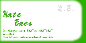 mate bacs business card